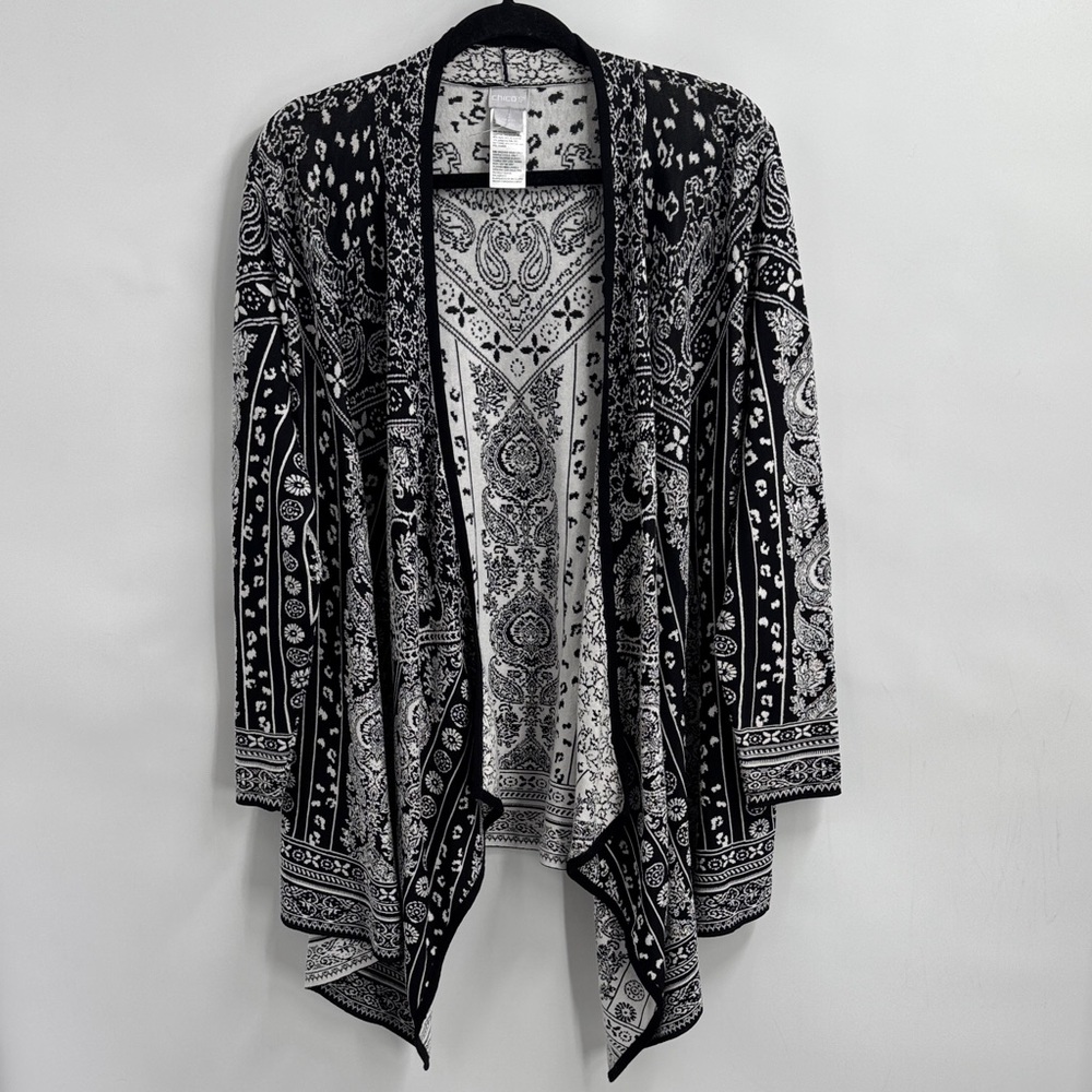 New Chico’s Elegant Open Front Patterned Cascade … - image 2